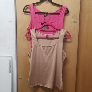 SHEIN TANK TOP BUNDLE 1-NWT PINK TANK TOP 1-TAN TANK TOP Sz L SSS